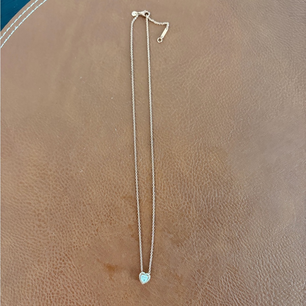 Pandora Gold Necklace with Blue Heart Charm